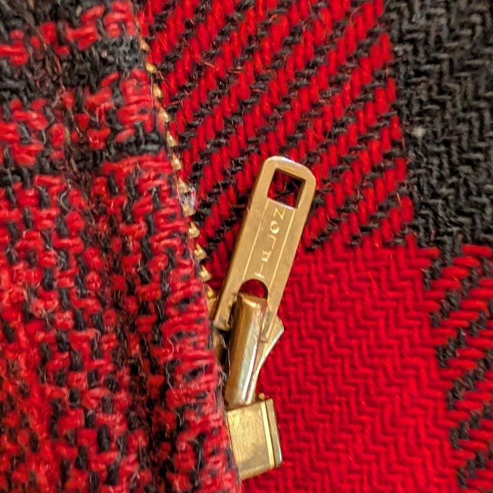 Vintage 60s/70s Wool Field Coat Hunting Red Black Buffalo Check Size 40